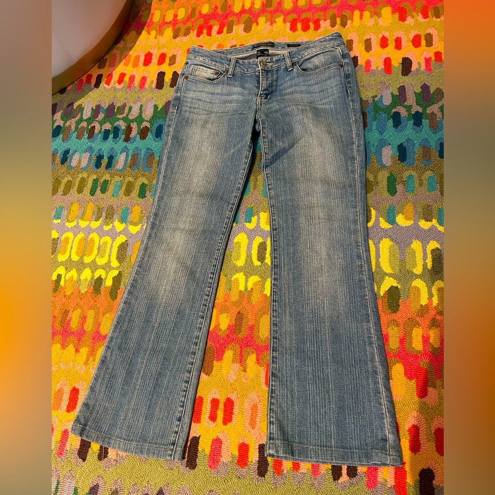 Seven7 Blue Flare Wide Leg Jeans with Classic Denim Style